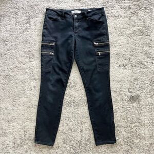 Kenneth Cole Reaction Utility Slim Fit Knit Cargo Pants-Black-Women US Size 8